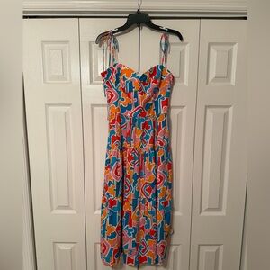 Amanda Uprichard Vibrant Multicolor Midi Dress